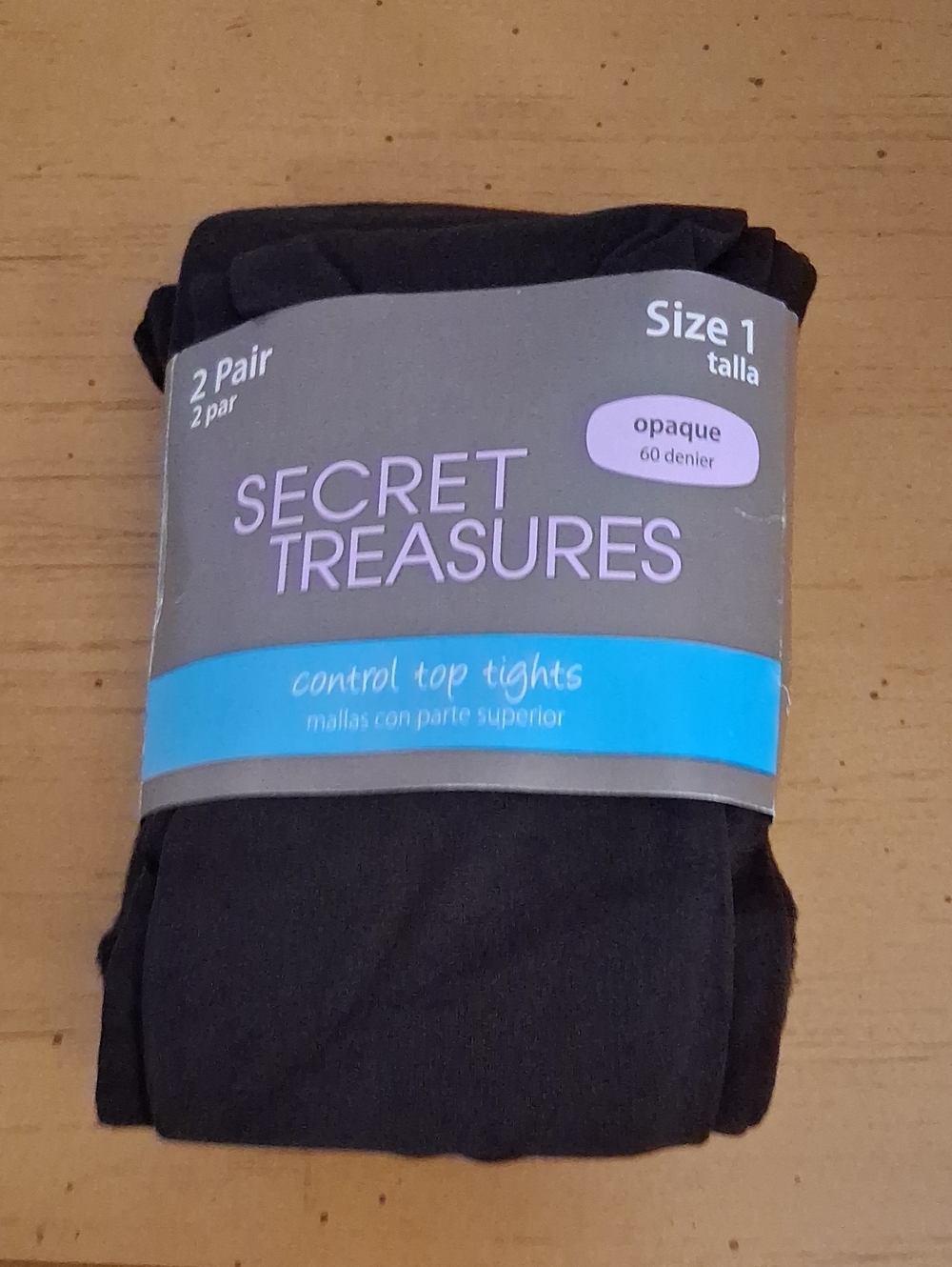 Secret Treasures Black Girls' Control Top Tights - 2 Pair